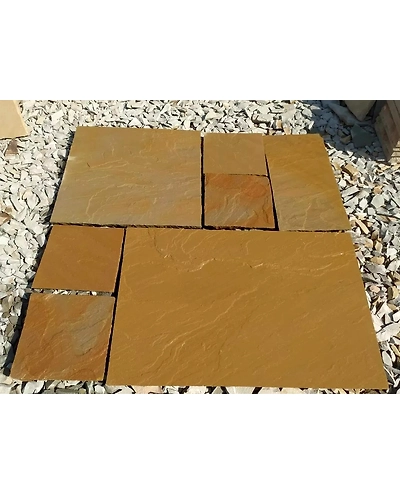 Best Price Sunset Buff Indian Sandstone Paving Slabs for exterior garden and pathways paving patio pattern mix size paving slabs-1