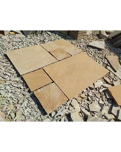 Best Price Sunset Buff Indian Sandstone Paving Slabs for exterior garden and pathways paving patio pattern mix size paving slabs-2