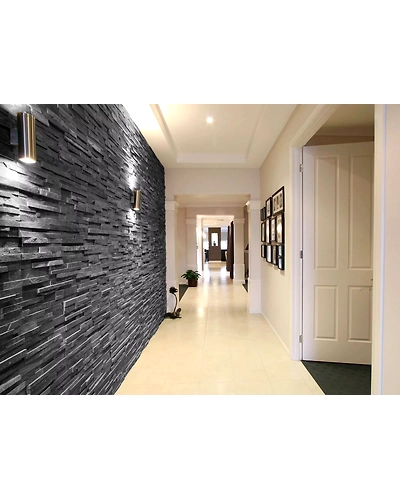 Indian Black Slate Interior Decoration Stone Panel Wall Cladding Walling Stone Garden Stone Floor Tile Natural Low Price-1