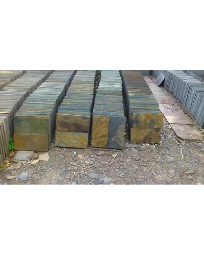 California Gold High Quality Indian Slate Stone Natural Surface floor Tiles Vijaya Gold Indoor outdoor decorative wall cladding-1