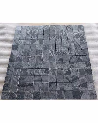Honed and Brushed Silver Grey Quartzite Slate 100x100 mm Decorative Swimming Pool Floor Tiles Wall Cladding Stone Mosaic-1
