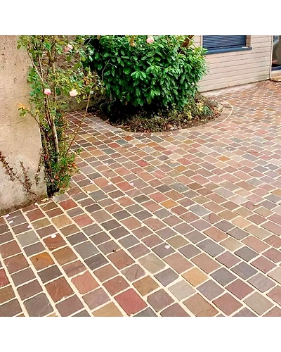 DYB Multicolor Sandstone Cobble Stone Outdoor Garden Pathways Pavers Driveway Paving Stone Split Surface Landscaping-2