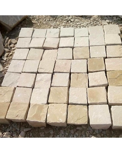 Mint Sandstone Cobble Stone Outdoor Pavers Cheap Driveway Natural Patio Paver Tile Flooring Walkway Cube Paving Stone Setts-2