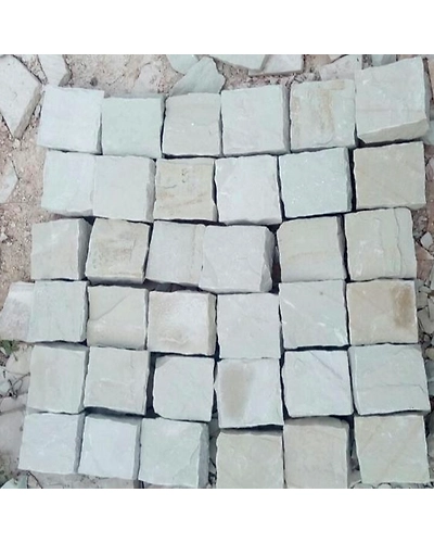 Mint Sandstone Cobble Stone Outdoor Pavers Cheap Driveway Natural Patio Paver Tile Flooring Walkway Cube Paving Stone Setts-12463816