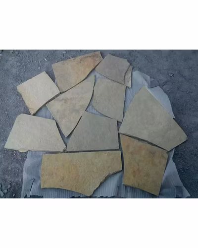 Tandur Yellow Limestone Irregular Size Flagstone Slabs for Exterior Walkway Pathway Paving and Cladding 25 - 40 Mm pavers-1