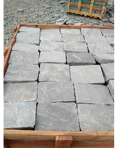 Kandla Grey Indian Sandstone Cobble Stone Pavers outdoor garden cube cobble road paver Driveway Natural Outdoor Paving-4