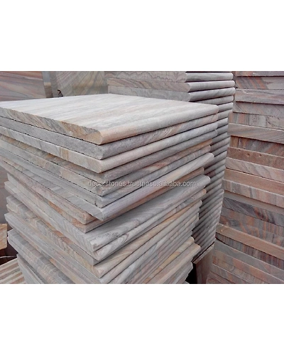 Indian Rainbow Sandstone Bullnosed Smooth Honed surface Coping Stone for swimming Pool Wall cladding Stairs Steps Decking-2