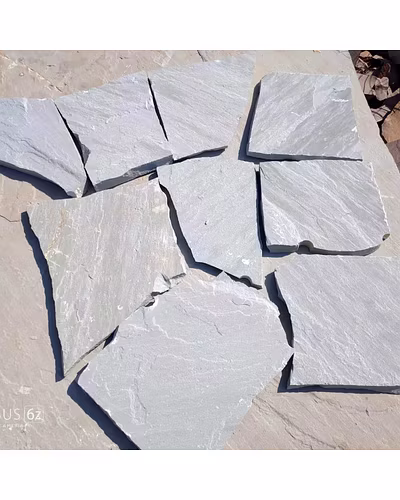 Kandla Grey Irregular Size Random Crazy Paving cladding Grey Sandstone Outdoor Surface Interior Designer Flooring Pathways-12464562