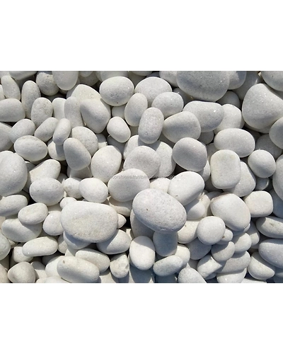 Indian White Marble Tumbled Pebble Stones Landscaping Garden Cheap Price Decorative Round Marble Pebbles-1