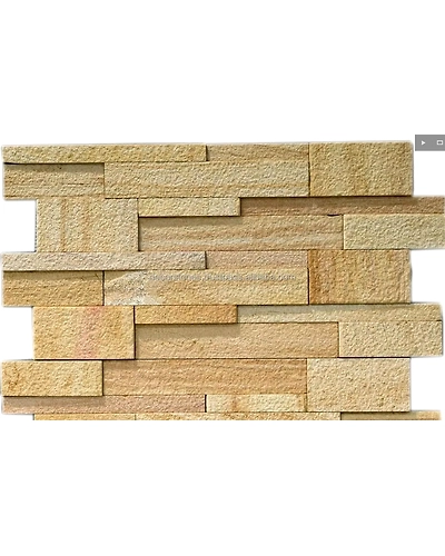 Teakwood Yellow Sandstone Ledger Panels Top Quality Decorative Wall Cladding interior exterior Split face Stacked Culture Stones-12466566