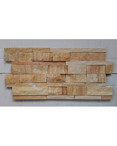 Hot Sale Indian Teakwood Yellow Exterior Rockface Mushroom Finish Decorative Facade Elevation Stone Wall Cladding Natural Split-12466590