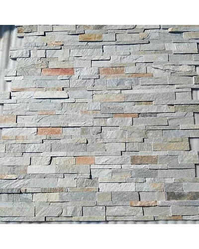 Indian Yellow Gold Quartzite Slate Wall Cladding Decorative Interior Exterior Ledger Culture Stacked Stone Panel-12466692