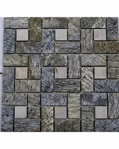 Deoli Green Slate Stone Mosaic Exterior interior wall floor decoration natural Green slate Classical Style stone mosaic tiles-12466716