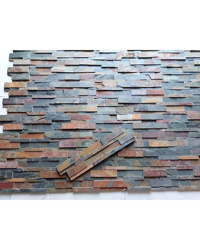 Jak Multicolor Indian Slate Split Face Z Shape Decorative Natural surface stacked Wall Cladding Ledger Stone Panels-1