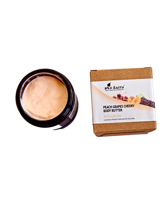 Wild Earth Peach Grapes Cherry Body Butter (50 gms) |moisturises parched, dry skin|Natural | handcrafted-Peach-1