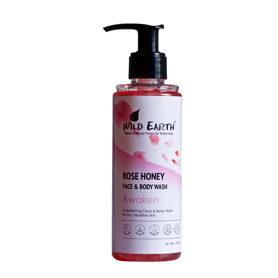 Wild Earth Rose Honey Face &amp; Body Wash (210 ml), Free of Harmful Chemicals No Sulphate-WERHBW_01