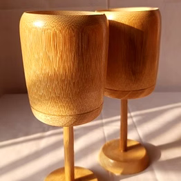 bamboo handmade wine goblets - pack of 2
