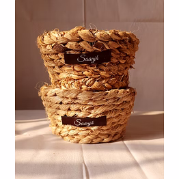 banana fibre handwoven indoor planter - small - pack of 2