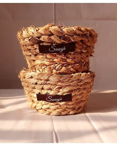 Banana Fibre Handwoven Indoor Planter - Small - Pack of 2-12247558