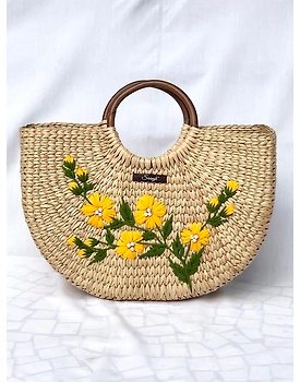 Yellow Kauna Handwoven Embroidered Handbag