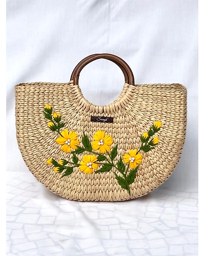 Yellow Kauna Handwoven Embroidered Handbag-12248998