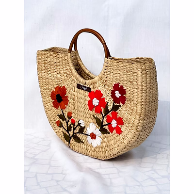 floral embroidery kauna handwoven handbag