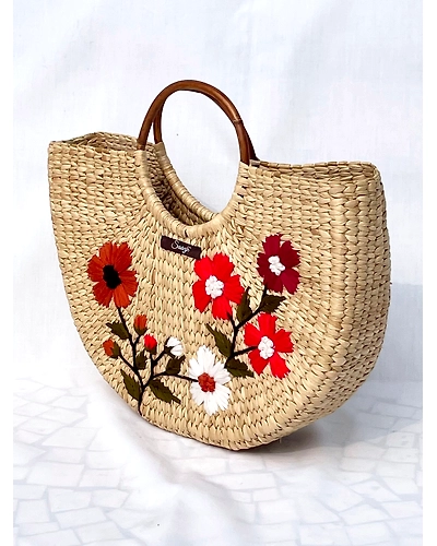 Floral Embroidery Kauna Handwoven Handbag-12249146