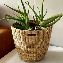 natural fiber planter pot sleeve cone