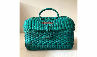 Natural Fiber Handwoven Vanity Case - Teal