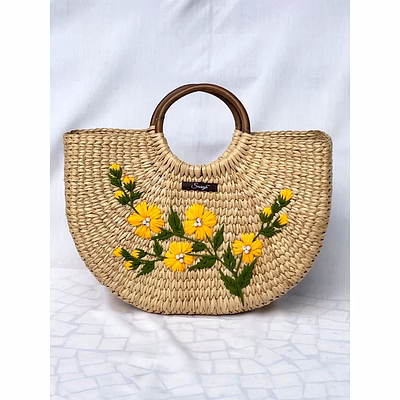 yellow kauna handwoven embroidered handbag