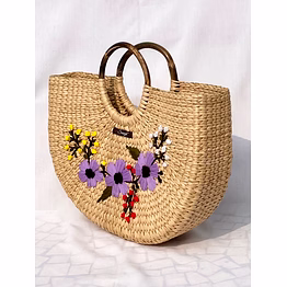 kauna handwoven lavender embroidered handbag
