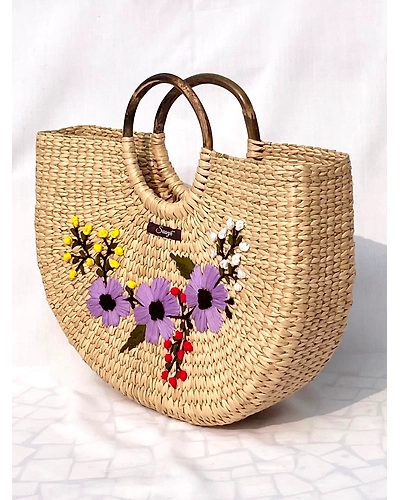 Kauna Handwoven Lavender Embroidered Handbag-12249266