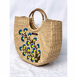 green handwoven embroidered kauna handbag