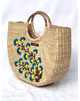 Green Handwoven Embroidered Kauna Handbag