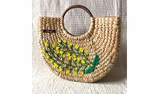 Hand-embroidered Yellow Flower Handbag