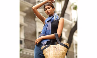 Handloom Cashmere Natural Dyed Stole - Shades of Blue