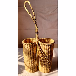 kauna straw handwoven boho style wine bottle holder