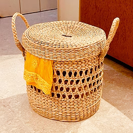 kauna straw sheer style laundry hamper - small & medium | country-style storage | baby hampers