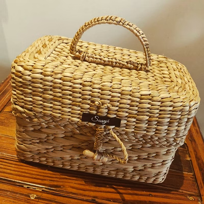 kauna straw handwoven vanity case