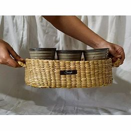 kauna straw handwoven sturdy fruit basket | bread basket