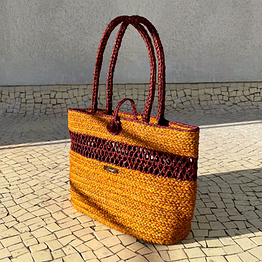 natural reed handwoven tote brunch bag | brown base