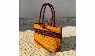 Natural Reed Handwoven Tote Brunch Bag | Brown Base