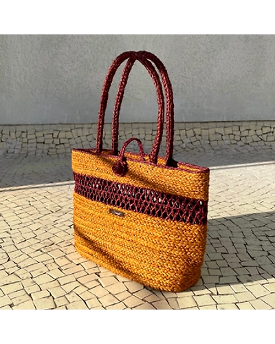 Natural Reed Handwoven Tote Brunch Bag | Brown Base-12249748