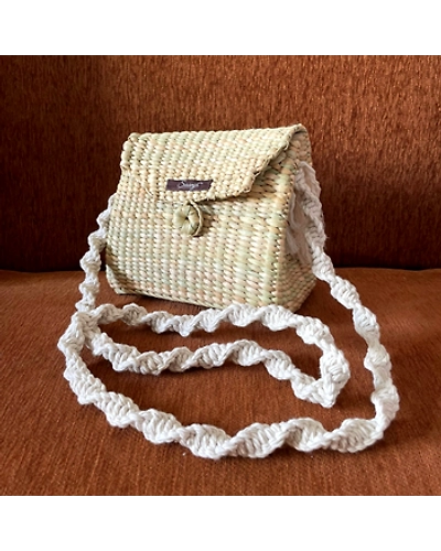 Neutral Straw Macrame Sling Bag | White-12249760