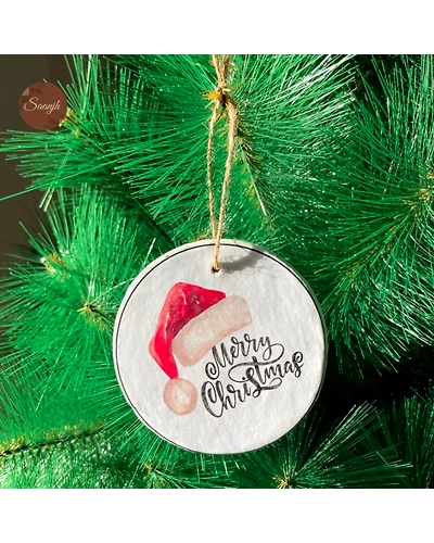 Papier Mache - Handprinted Handcrafted Christmas Ornaments-12249774