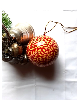Papier Mache Bauble Red - Pack of 5