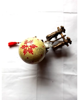 Papier Mache Xmas Ornament White Leaf - Pack of 3