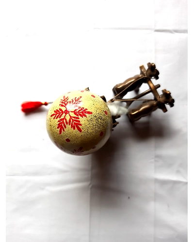 Papier Mache Xmas Ornament White Leaf - Pack of 3-12249800