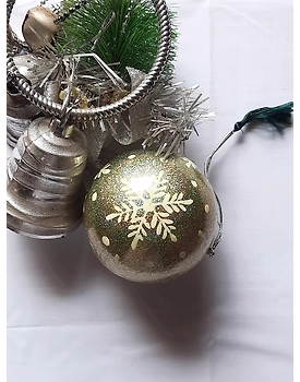 Papier Mache Xmas Ornament Silver White - Pack of 3