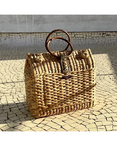 Saanjh French Style Bamboo Picnic/Shopping Bag with Cane Handles-12249864